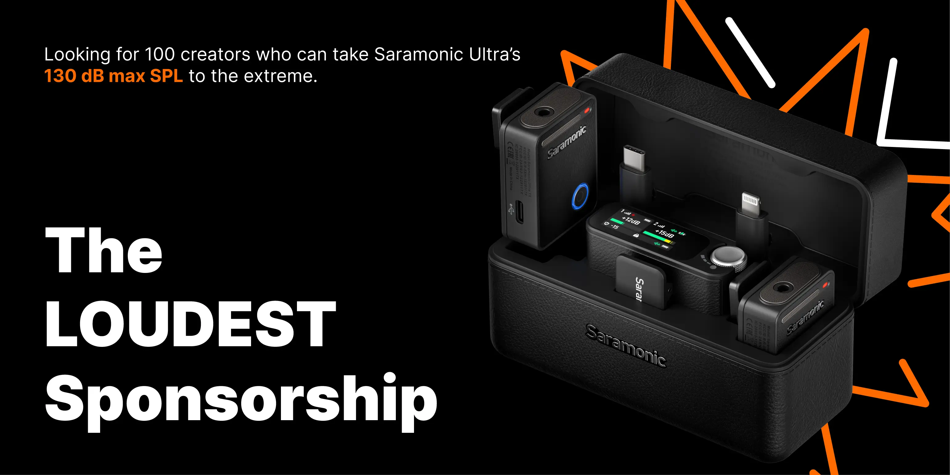 Sponsorship: Looking for 100 creators to tap Saramonic Ultra's 130 dB max SPL.