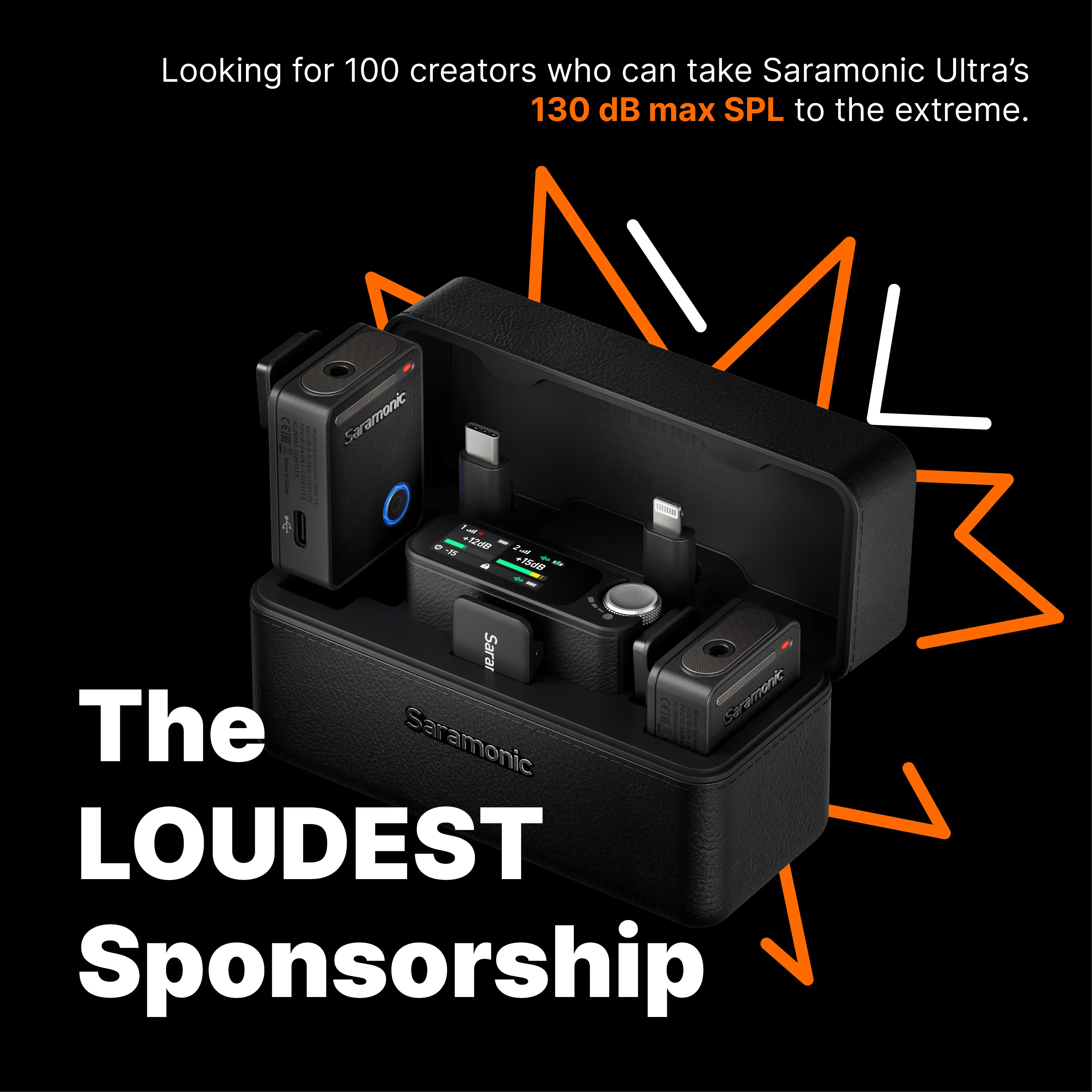 Sponsorship: Looking for 100 creators to tap Saramonic Ultra's 130 dB max SPL.